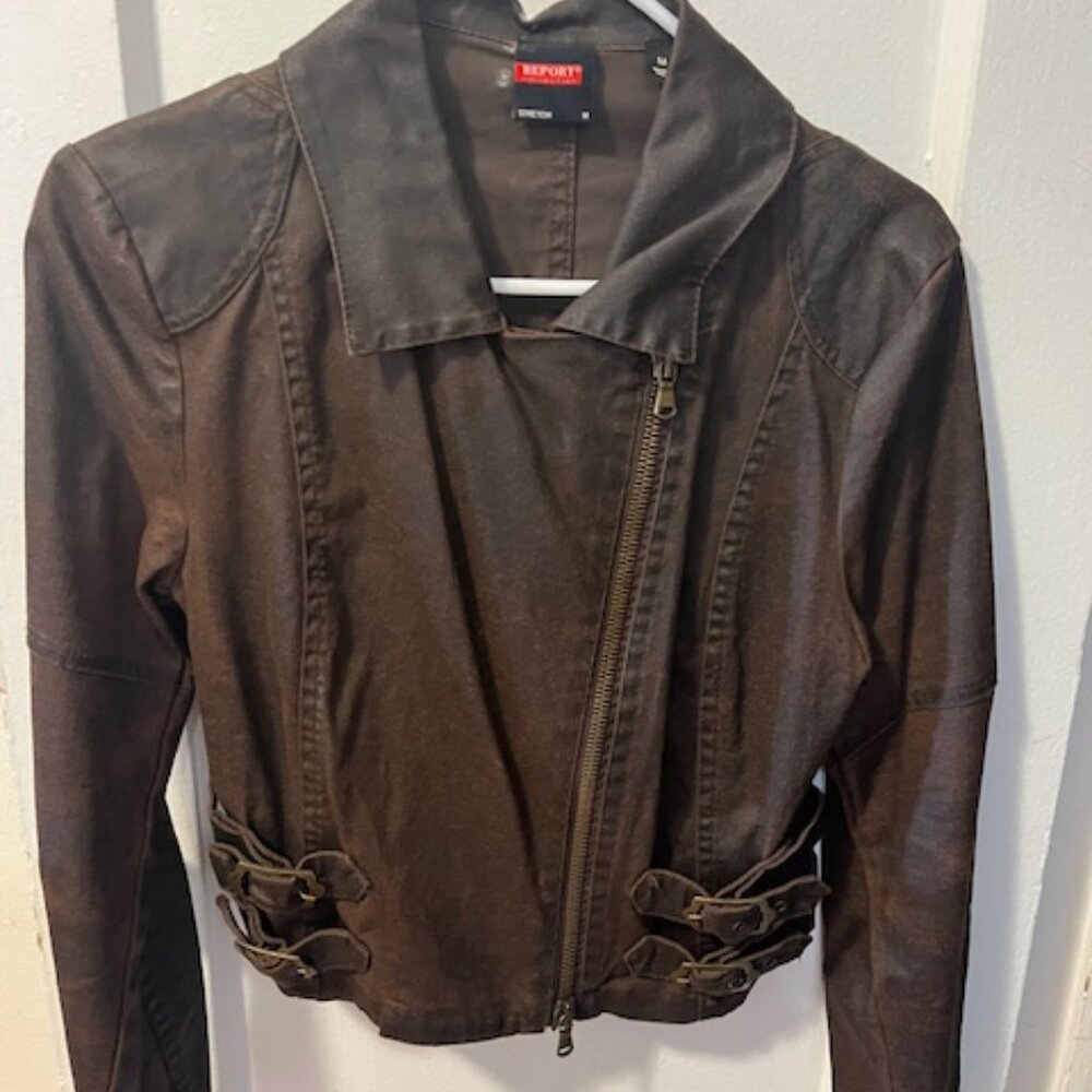 ULTRA-CHIC BROWN COTTON BOMBER JACKET MADE IN ITALY SIZE M.